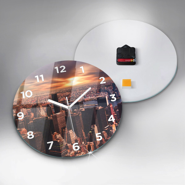 Round glass wall clock Panorama of the city west