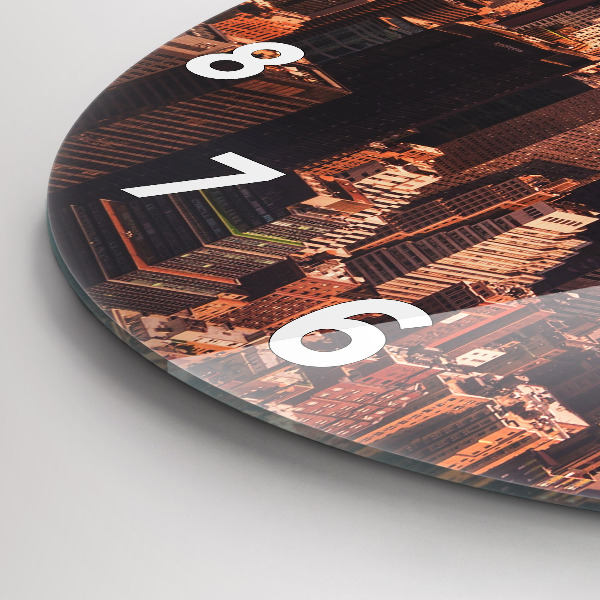 Round glass wall clock Panorama of the city west
