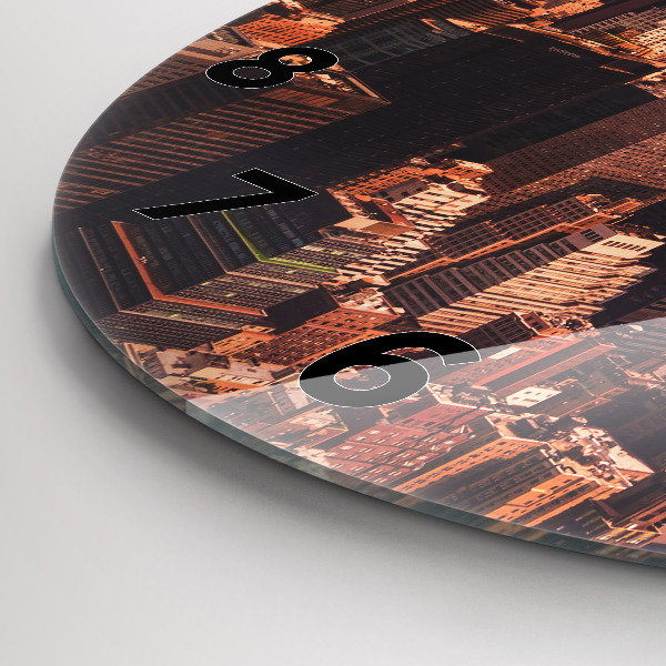 Round glass wall clock Panorama of the city west
