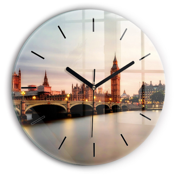 Round glass wall clock Big Ben London panorama