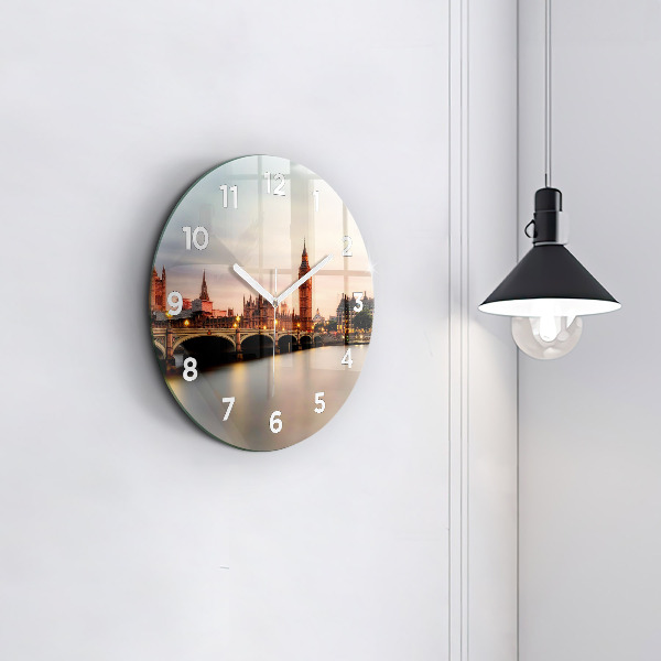 Round glass wall clock Big Ben London panorama