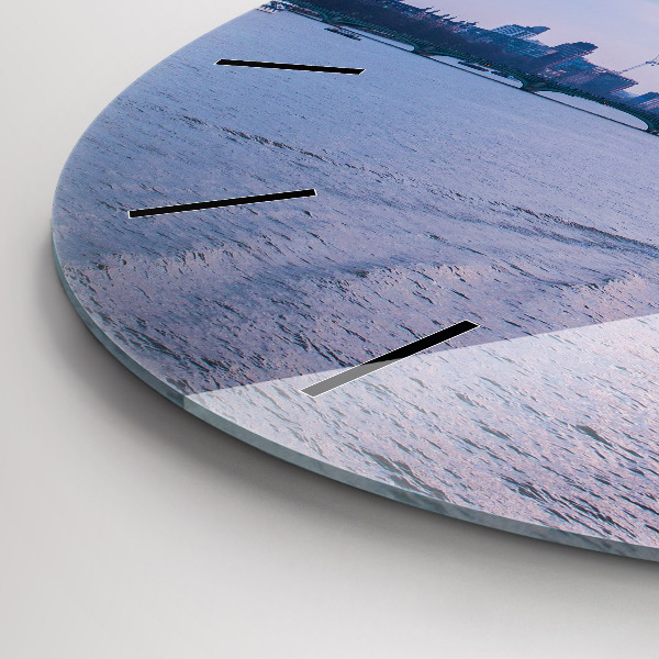 Round glass wall clock London Eye city panorama