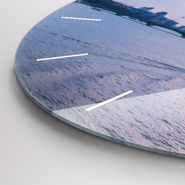 Round glass wall clock London Eye city panorama