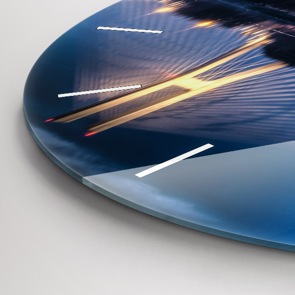 Round glass wall clock Rędziński Bridge Wrocław