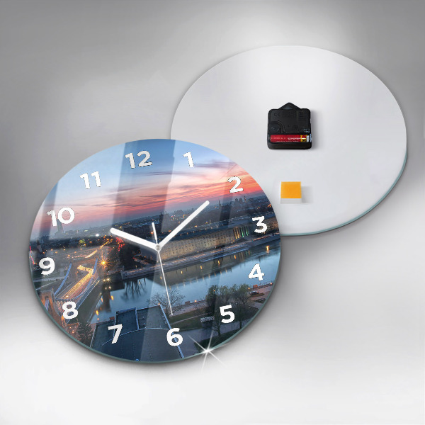Round glass wall clock Wroclaw from a drone