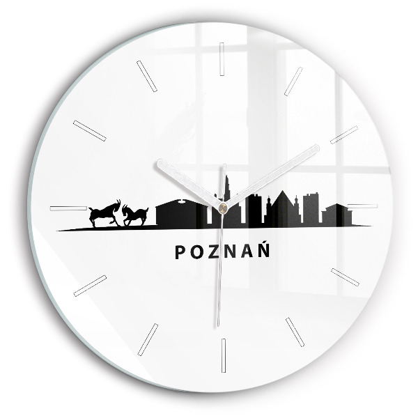 Round glass wall clock Poznan panorama graphics