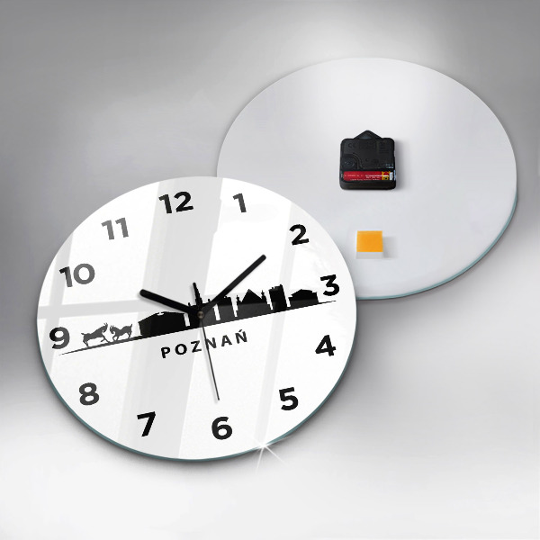 Round glass wall clock Poznan panorama graphics