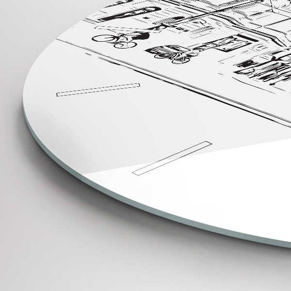 Round glass wall clock Illustration of the city of Poznań