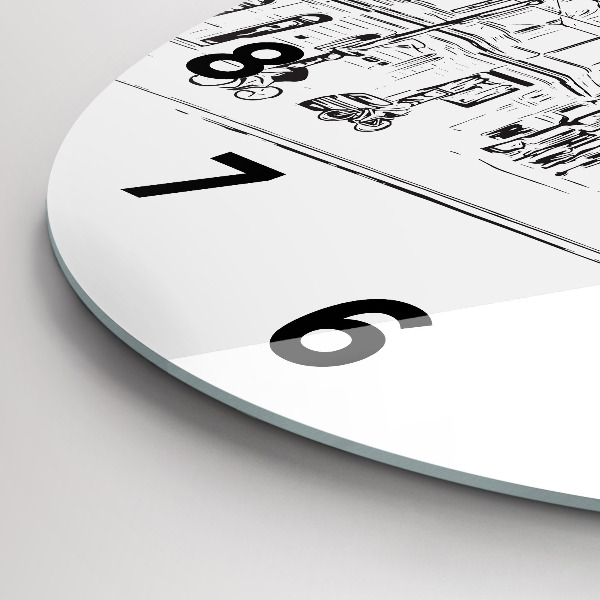 Round glass wall clock Illustration of the city of Poznań