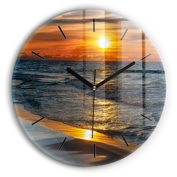 Round glass wall clock Władysławowo Baltic Sea