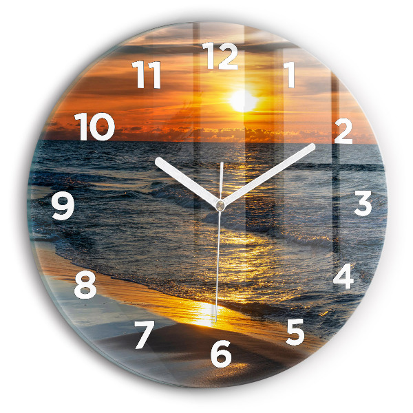 Round glass wall clock Władysławowo Baltic Sea