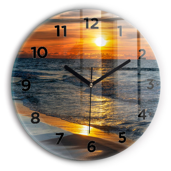 Round glass wall clock Władysławowo Baltic Sea