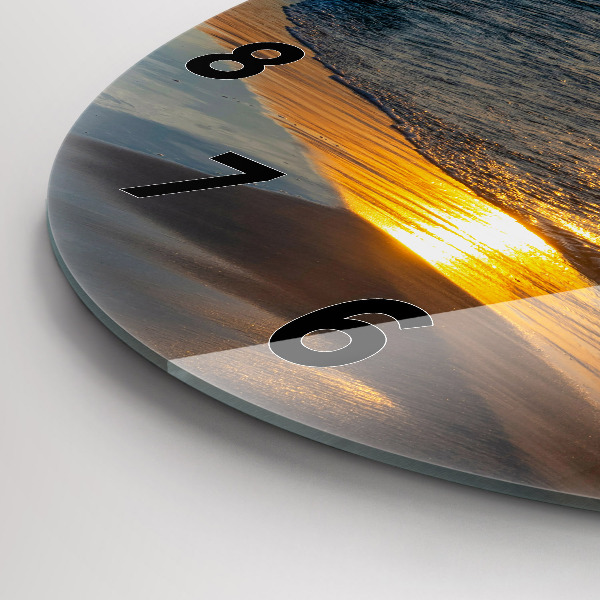 Round glass wall clock Władysławowo Baltic Sea