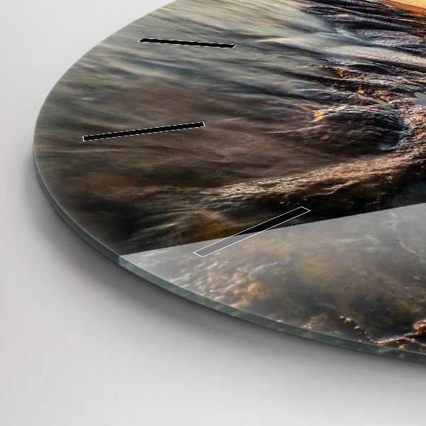 Round glass wall clock The Lighthouse and the Baltic Sea