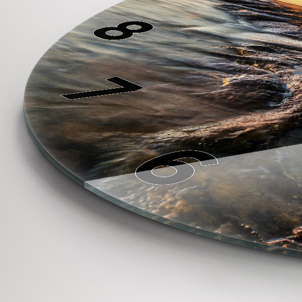 Round glass wall clock The Lighthouse and the Baltic Sea