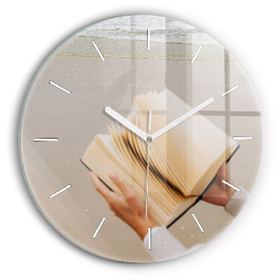 Round glass wall clock A moment with a book