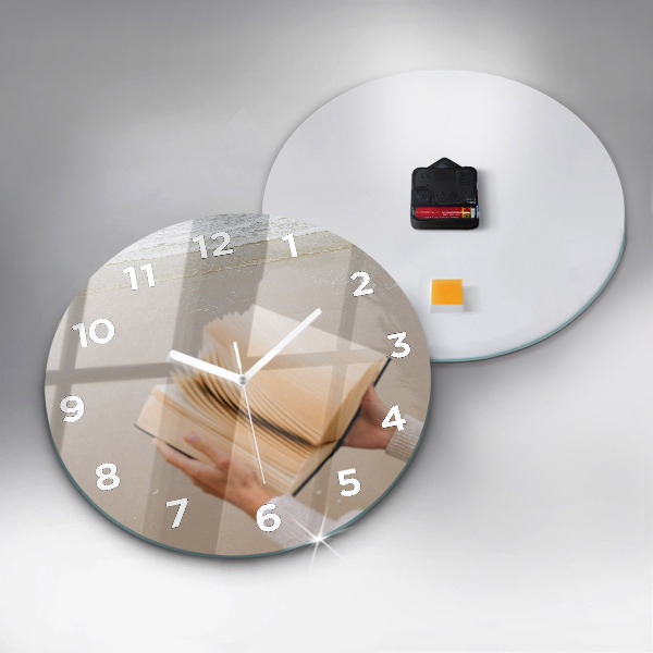 Round glass wall clock A moment with a book