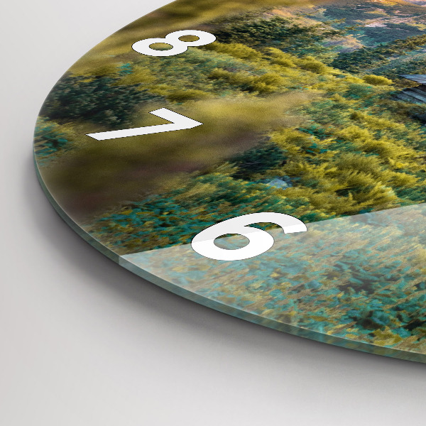 Round glass wall clock Cottage in the Tatra Mountains