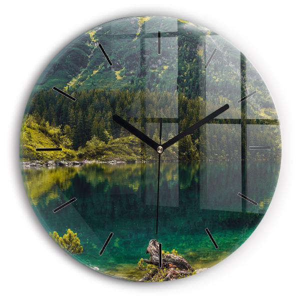 Round glass wall clock Morskie Oko in the Tatra Mountains