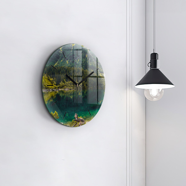 Round glass wall clock Morskie Oko in the Tatra Mountains