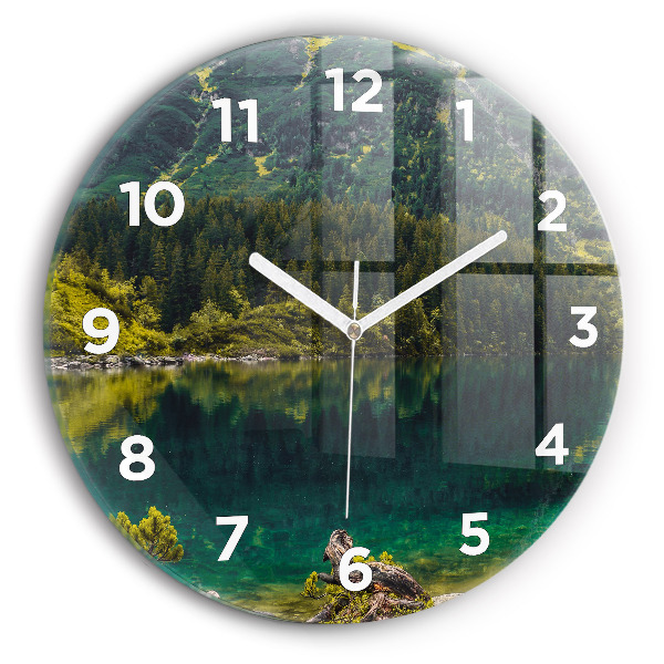 Round glass wall clock Morskie Oko in the Tatra Mountains