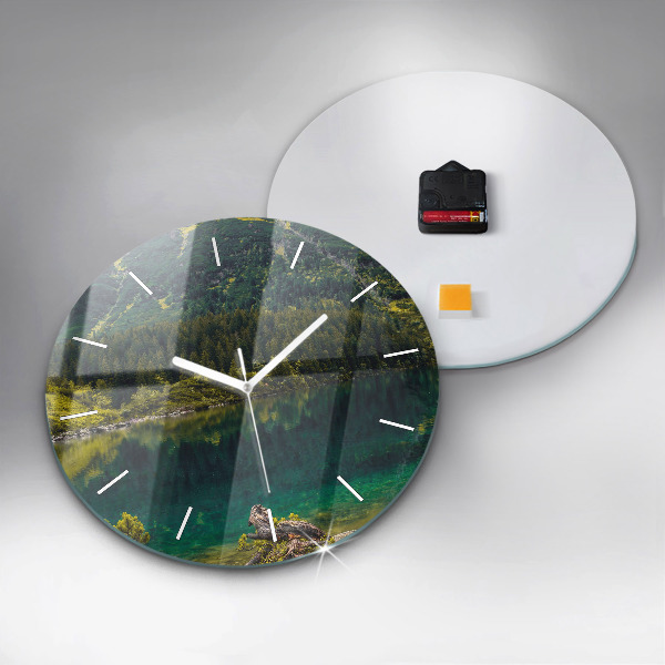 Round glass wall clock Morskie Oko in the Tatra Mountains