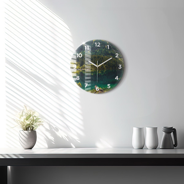 Round glass wall clock Morskie Oko in the Tatra Mountains