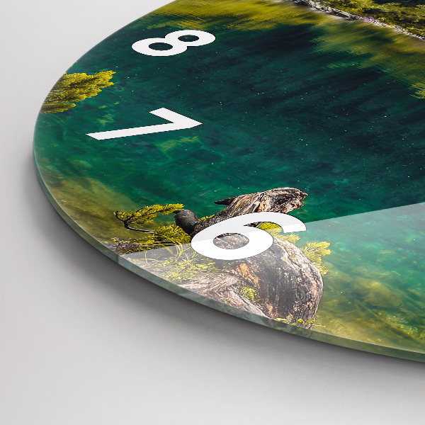 Round glass wall clock Morskie Oko in the Tatra Mountains