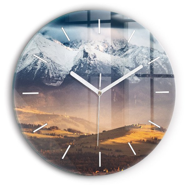 Round glass wall clock Winter landscape of the Tatra Mountains