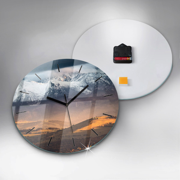 Round glass wall clock Winter landscape of the Tatra Mountains