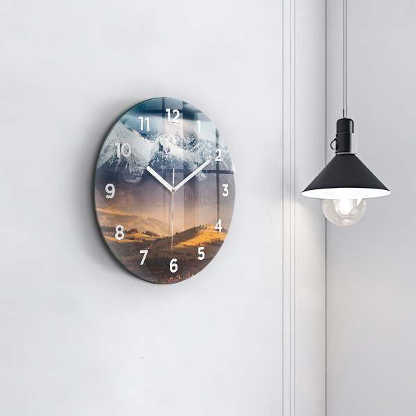 Round glass wall clock Winter landscape of the Tatra Mountains