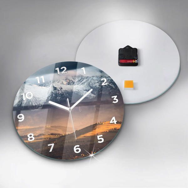 Round glass wall clock Winter landscape of the Tatra Mountains