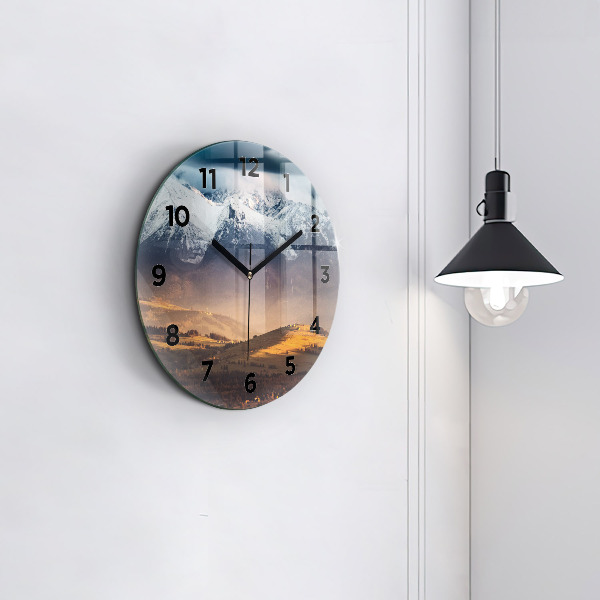 Round glass wall clock Winter landscape of the Tatra Mountains