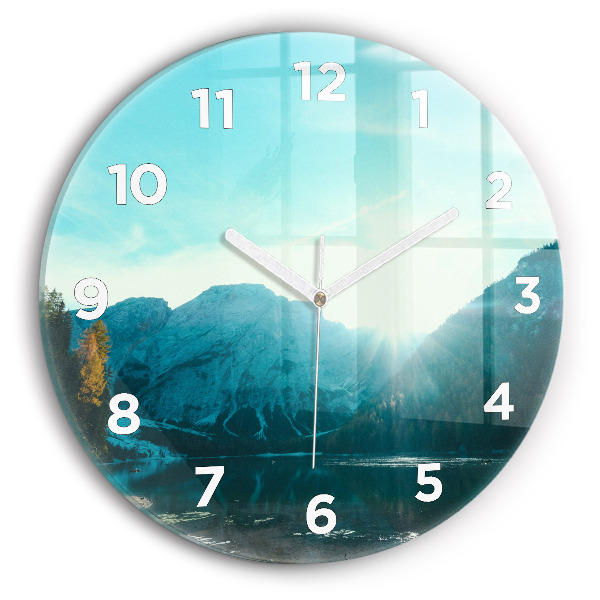 Round glass wall clock Mountain and river in Poland