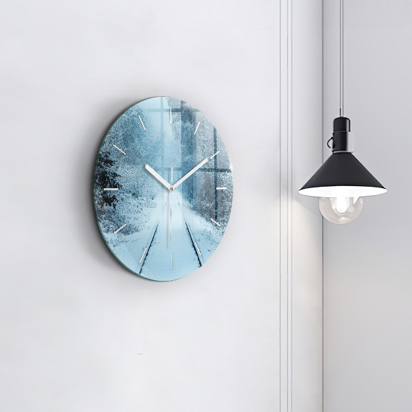 Round glass wall clock Deer on the tracks
