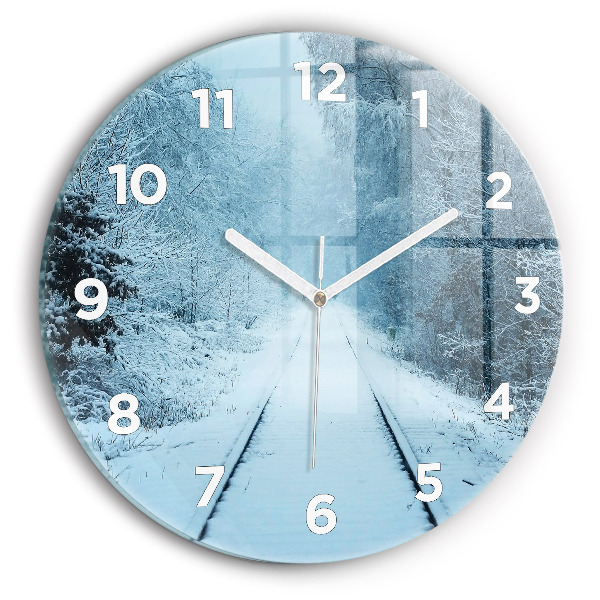 Round glass wall clock Deer on the tracks