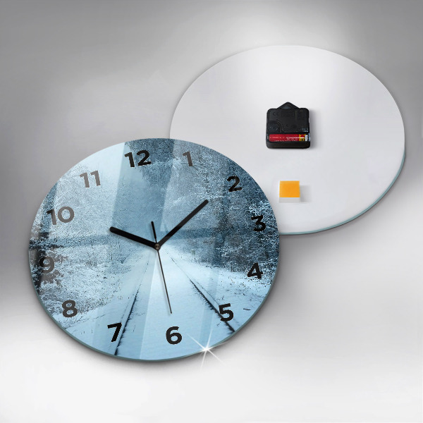 Round glass wall clock Deer on the tracks