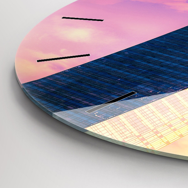 Round glass wall clock Skyscraper in Warsaw