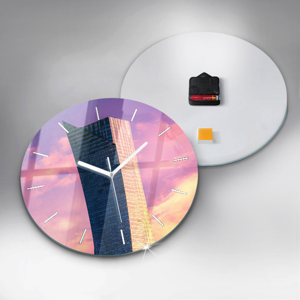 Round glass wall clock Skyscraper in Warsaw