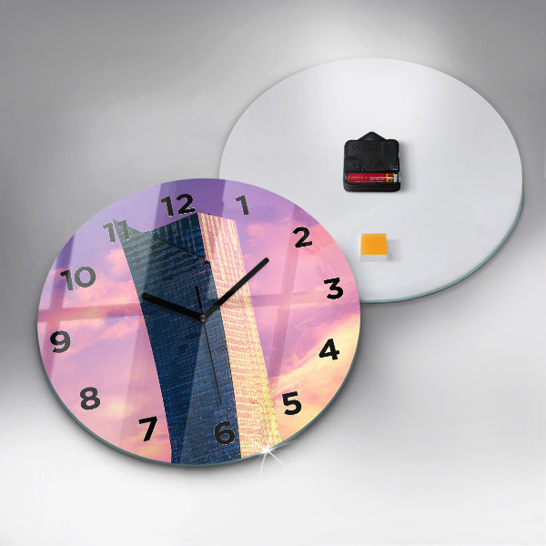 Round glass wall clock Skyscraper in Warsaw