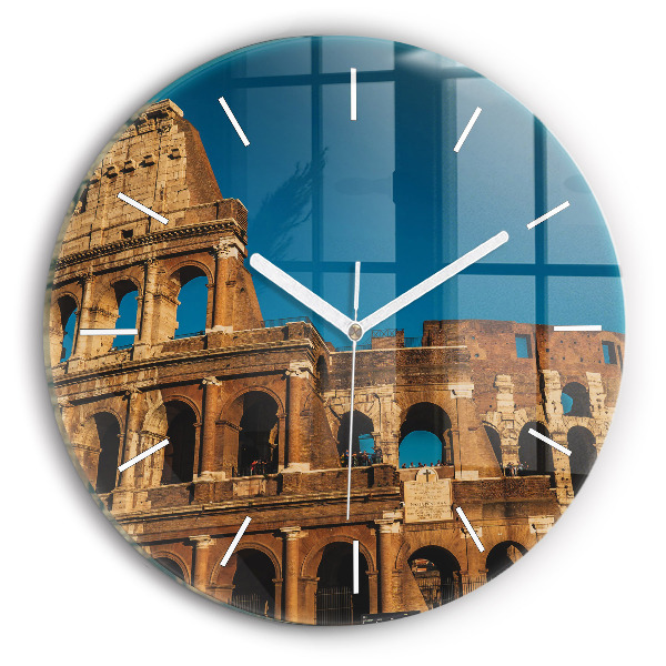 Round glass wall clock The Colosseum in Italy