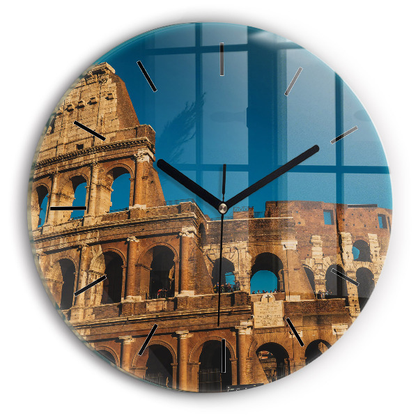 Round glass wall clock The Colosseum in Italy