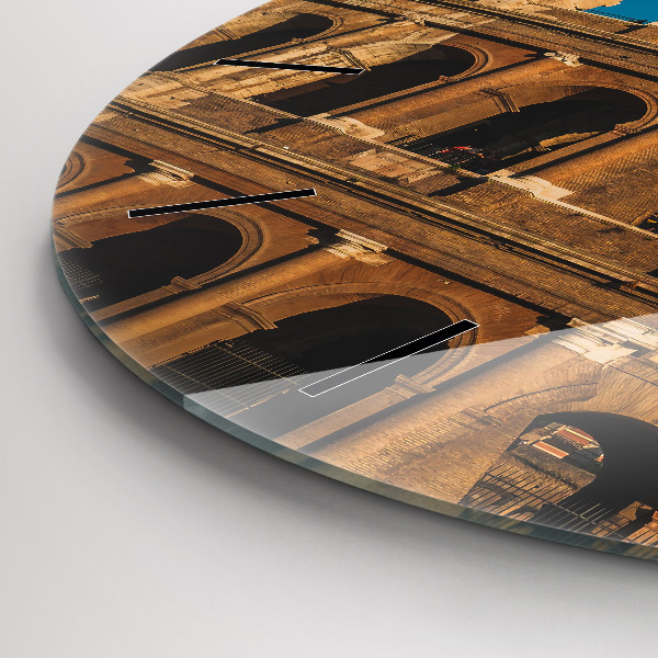 Round glass wall clock The Colosseum in Italy