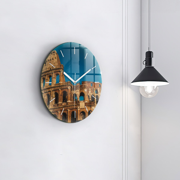 Round glass wall clock The Colosseum in Italy