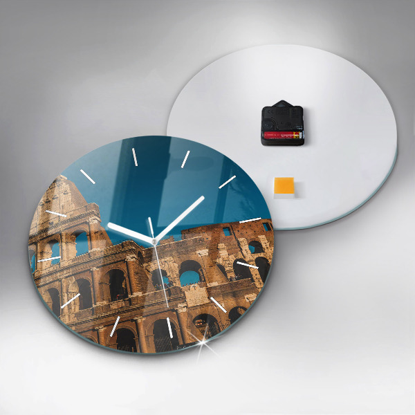 Round glass wall clock The Colosseum in Italy