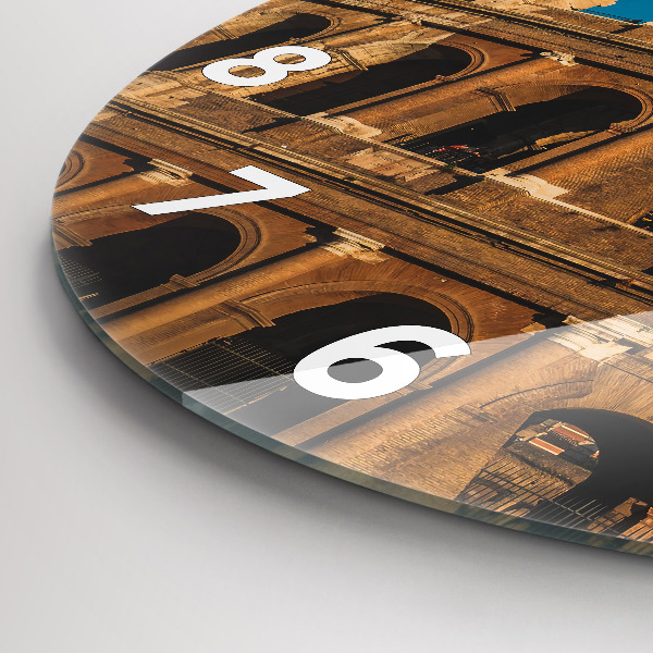 Round glass wall clock The Colosseum in Italy
