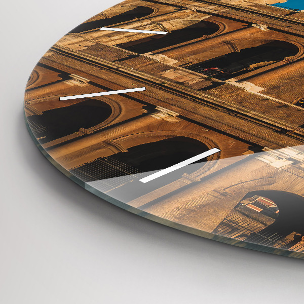 Round glass wall clock The Colosseum in Italy