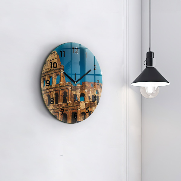 Round glass wall clock The Colosseum in Italy