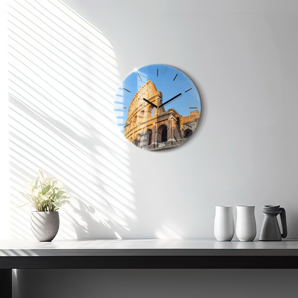 Round glass wall clock Colosseum in Rome