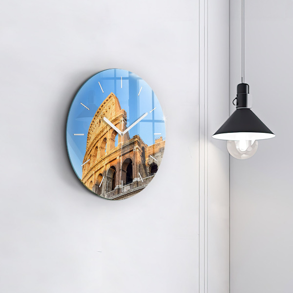 Round glass wall clock Colosseum in Rome